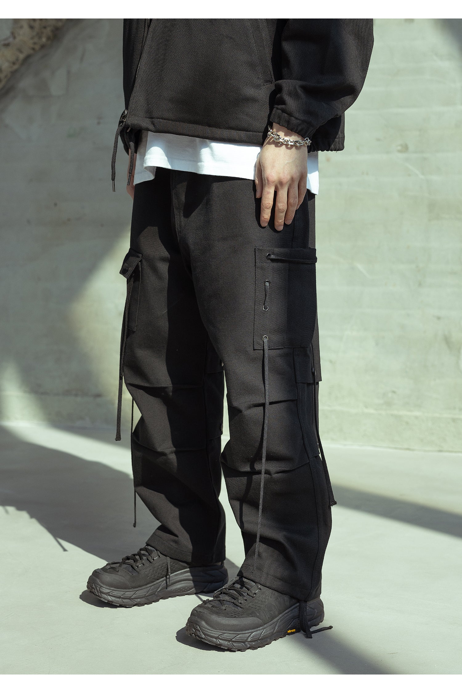 Black utility street pants